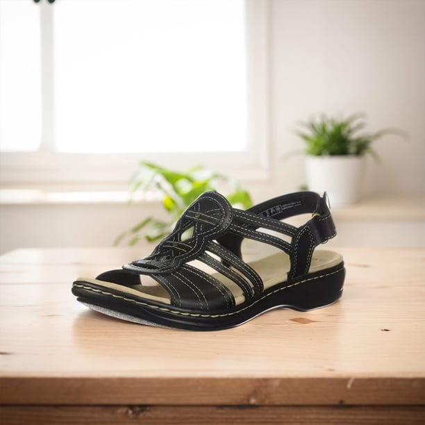 Sandalias planas ahuecadas Sandalias de cuña baja con punta abierta Moda cómoda para mujer