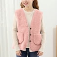 thumbnail image 3 of Children's Winter Vests Sherpa Sleeveless Button Warm Fleece Top Casual Thickened Comfortable Outerwear Vest Pink 120, 3 of 6