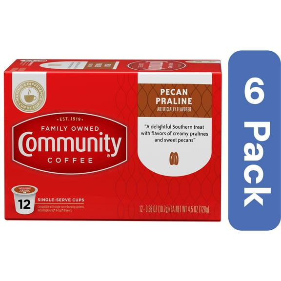 Community Coffee Pecan Praline Single Serve 12 Pieces (Pack Of 6)