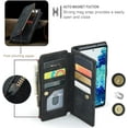 thumbnail image 4 of Wallet Case for Samsung Galaxy S20 FE 5G, Premium Handmade PU Leather Phone Case Card Slots Magnetic Closure Zipper Pocket Kickstand Flip Case with Hand Strap - Vintage Black, 4 of 14