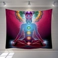 thumbnail image 1 of RV Tapiz de pared, tapiz indio de 7 chakras para colgar en la pared, estatua de Buda, decoración artística, rectangular, tela estampada (150 × 130 cm) Rojo Verde, 1 of 5
