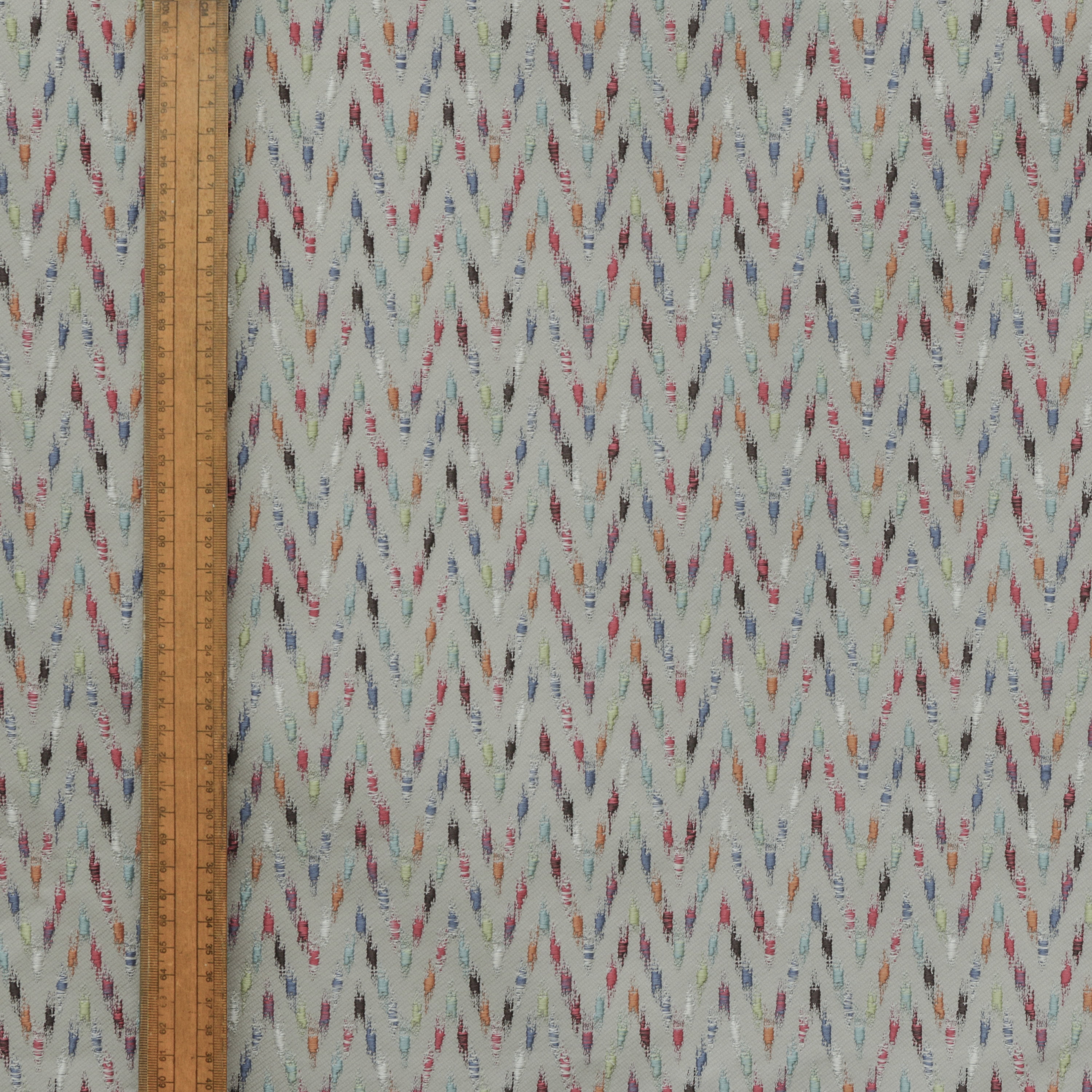 Fabric Mart Direct Multi Color Jacquard Fabric By The Yard, 54 inches or 137 cm width, 7 Continuous Yards Multi Jacquard Fabric, Colorful, Geometric Embroidery, Upholstery Drapery Curtain Wholesale