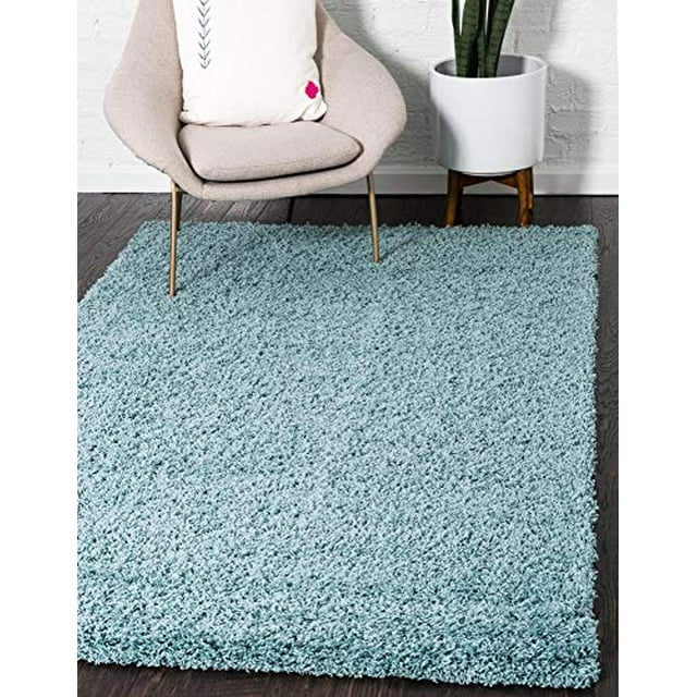 Unique Loom Tapis de Sol Solo Shag Collection Moderne en Peluche Bleu Ardoise (2' 2 x 3' 0)