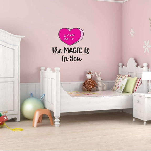 The Magic Is In You U Can Do It Lips Hello Gorgeous Kind Smart Brave Enough Beautiful Crown Prince Unicorns Sweet Dreams Decorating Wall Decal Sticker Girls Rule - Size: 40 In X 36 In