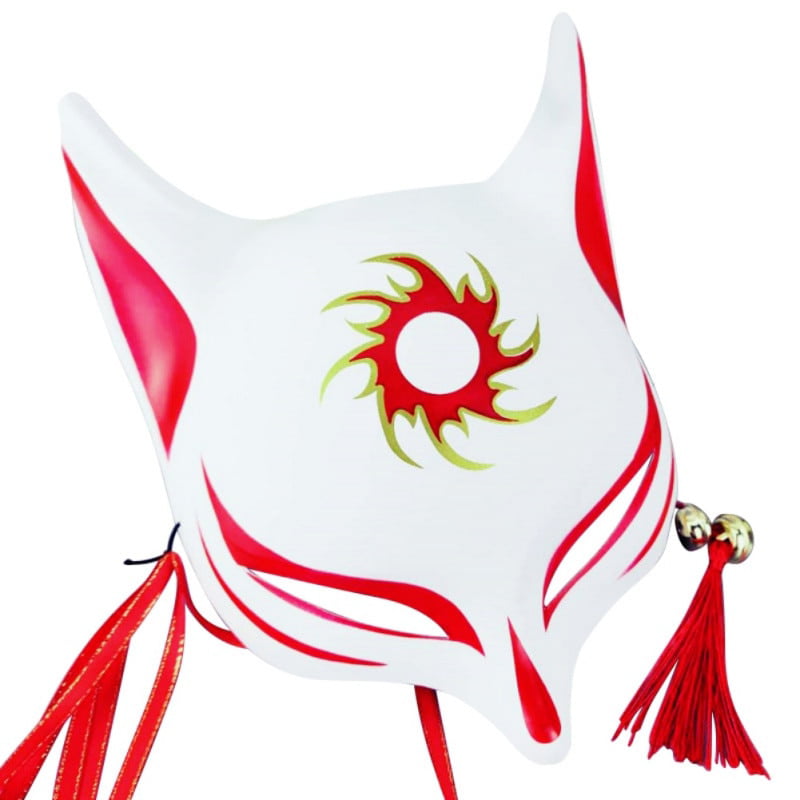 Japanese Handmade Half Face Fox Kitsune Mask Halloween Cosplay Masquerade 