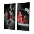thumbnail image 3 of Designart "Red Cottage in the Countryside Rustic Charm II" Lake House Cottage Wall Art Set Of 2 - Traditional Red Gallery Wall Set For Home Decor, 3 of 6