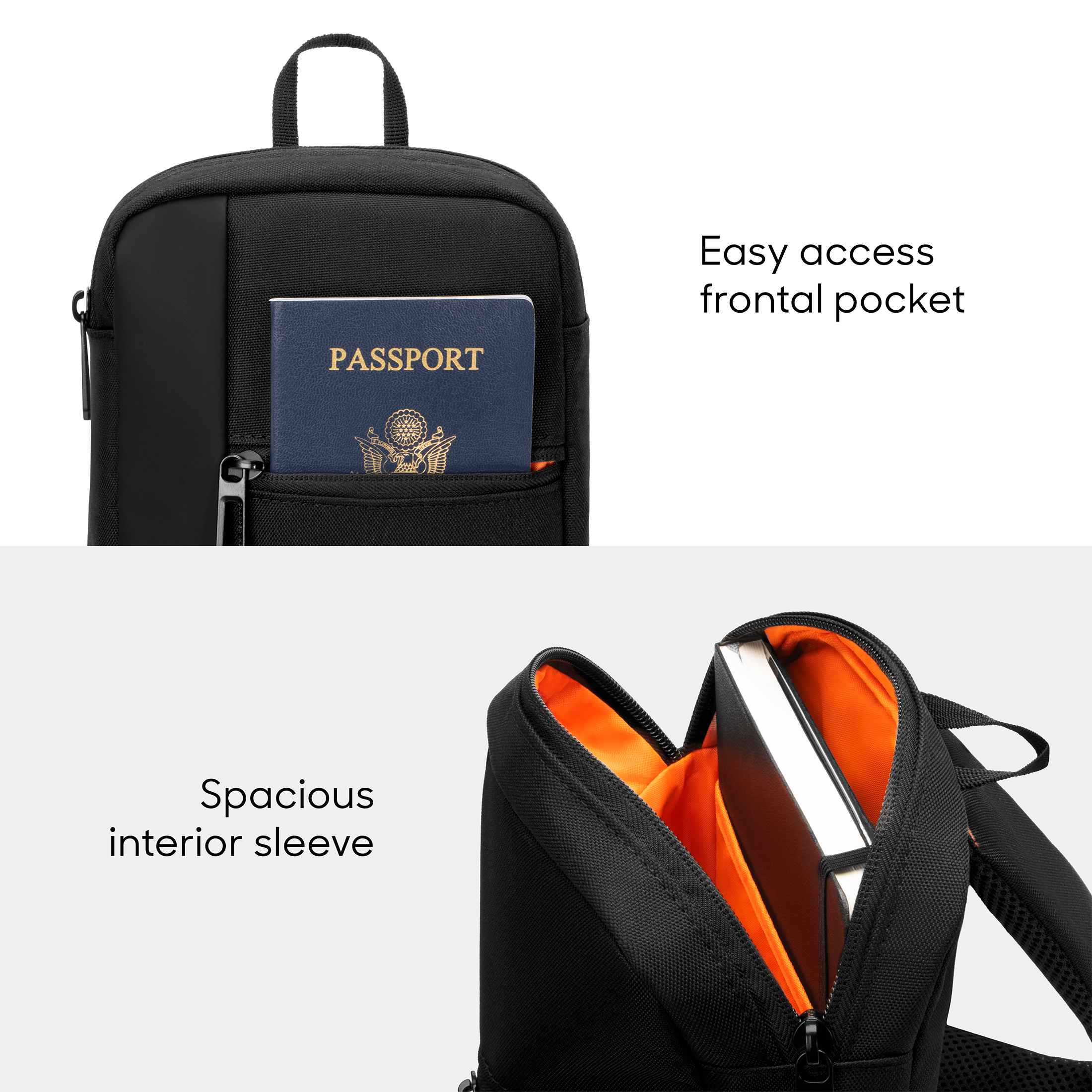 Sharper Image Signature Crossbody Bag, Water Resistant Sling Backpack, Daypack Shoulder / Chest Bag for Travel, Hiking, Outdoor, Black