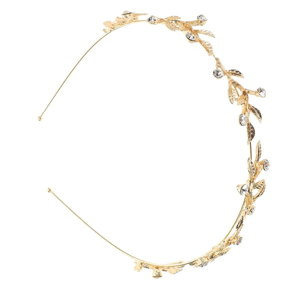 BESTYASH Elegant Plated Gold Metal Leaf Headband with Sparkling Rhinestones for Bridal and Party Wear