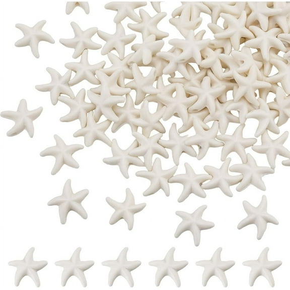 1 Box 150Pcs Starfish Beads Boho Style Pure White Synthetic Turquoise Starfish Animal Beads Bulk Summer Sea Ocean Starfish Charms Loose Spacer Star Beads
