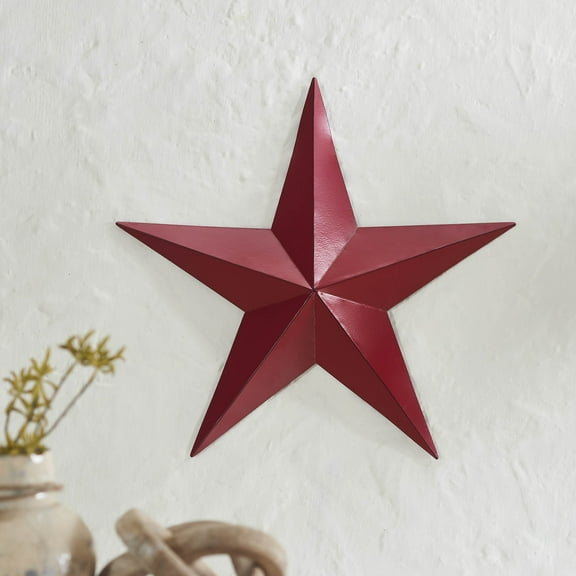 VHC Brands Patriotic Metal Star Distressed 18x18, Independence Day Decor, Decorative Wall Hanging, Rustic Farmhouse Decorations, Burgundy, Black