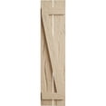 thumbnail image 2 of Ekena Millwork 11 1/2"W x 28"H Rustic Two Board Spaced Board-n-Batten Hand Hewn Faux Wood Shutters w/Z-Board (Per Pair), Primed Tan, 2 of 11