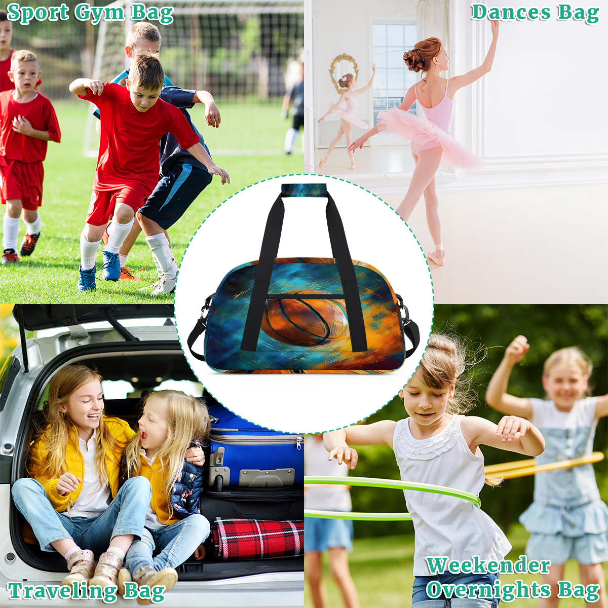 Qzjjjmy Soccer Bags for Boys Football Sport Duffel Bag Foldable Sport Gym Bag
