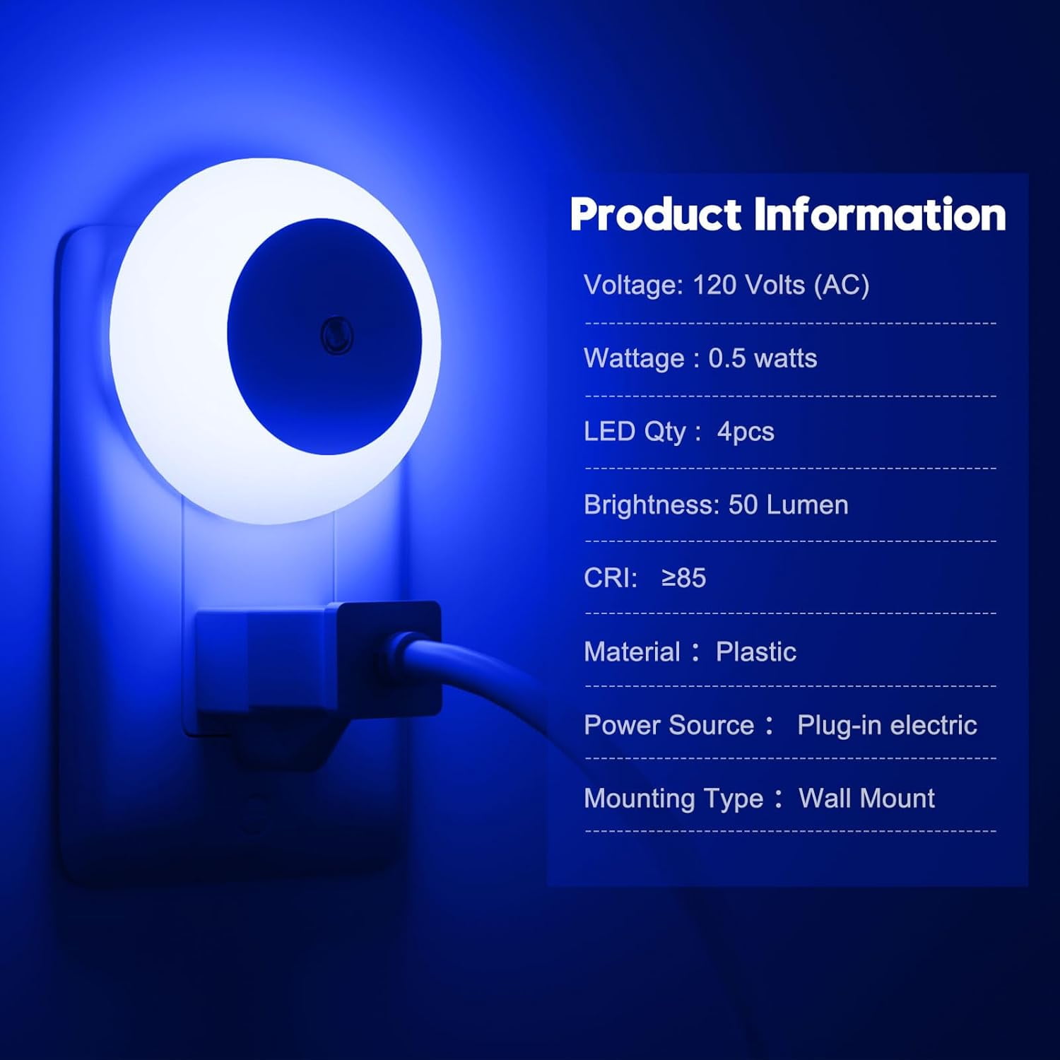 BIBEARBIBEAR Night Light, Night Lights Plug into Wall, Dusk to Dawn Sensor, Blue Led Night Light 0.5W, 8 Pack Nightlight for Adults, Bedroom, Bathroom, Hallway, Kitchen