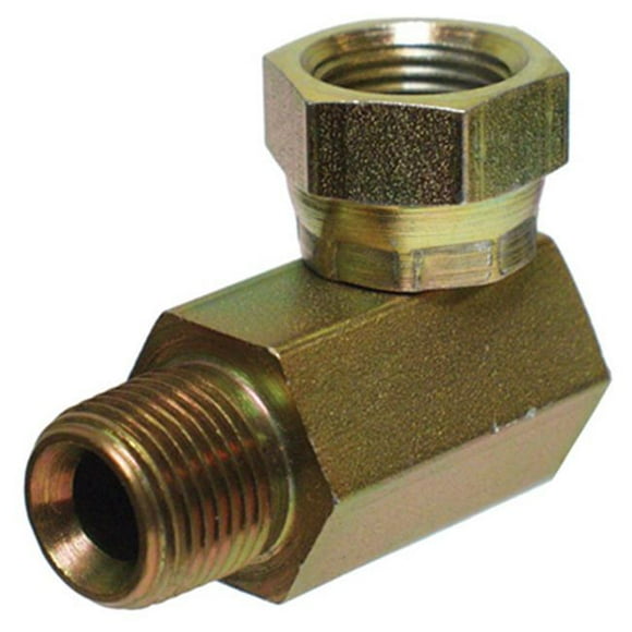 Apache 39005075 .37 in. Male Pipe x .37 in. Female Pipe- 90 Degree Swivel- Hydraulic Adapter