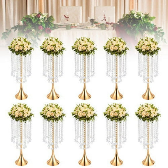 10×Vase Flower Vases Trumpet Tall Vase Gold Wedding Centerpieces for Party Table