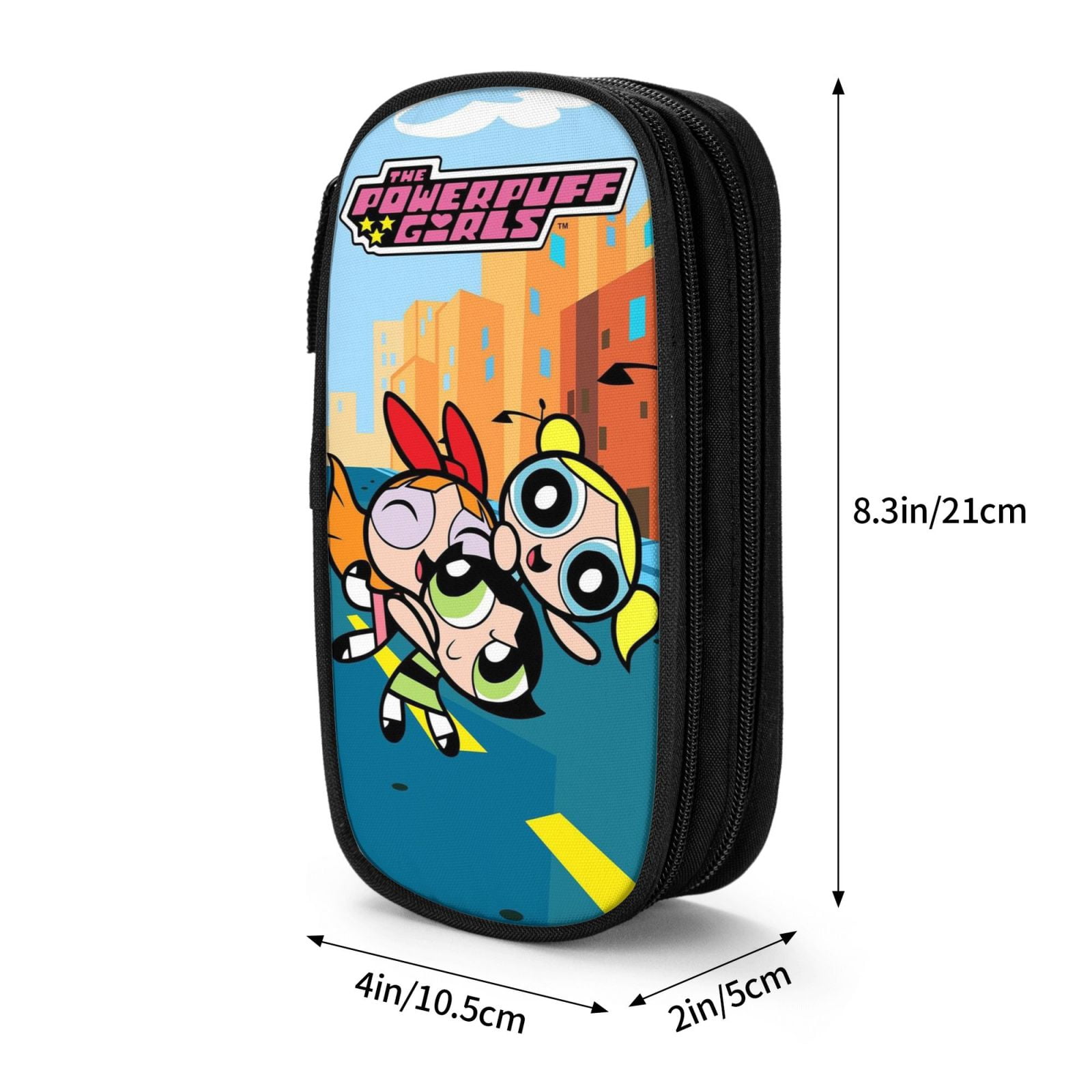 The Powerpuff Gi-rls Pencil Case Large Capacity Pencil Pouch Penbag Office Stationery Organizer Travel Makeup Bag Black