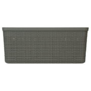 Curver Jute Narrow Gray Plastic Decorative Storage Basket, 13.6 in x 6.7 in x 5.7 in