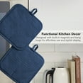 thumbnail image 6 of KITCHENAID Gourmet Series Gridlines Pot Holders 2-Pack Set, Heat Resistant up to 600°F, Soft Silicone Grip, Magnetic Cuff, Ink Blue, 8"x8", 6 of 7