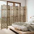 thumbnail image 5 of Fionafurn 6 Panel Carved Room Divider,Wooden Screen Folding Decorative Portable Privacy Partition,Brown, 5 of 8