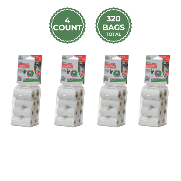 Solubag by ABCO Products Dissolvable Unscented Pet Waste Bags, 320 Count, 32 Rolls, 10 Bags per Roll