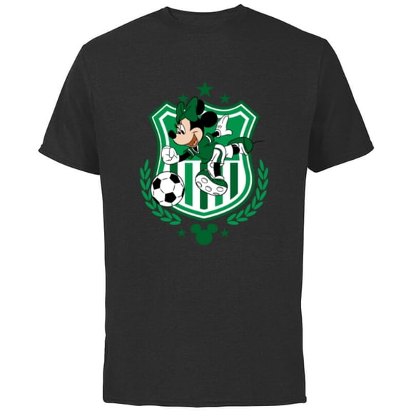 Disney Minnie Mouse Green Team Sports Soccer - Short Sleeve Cotton T-Shirt for Adults - Customized-Black