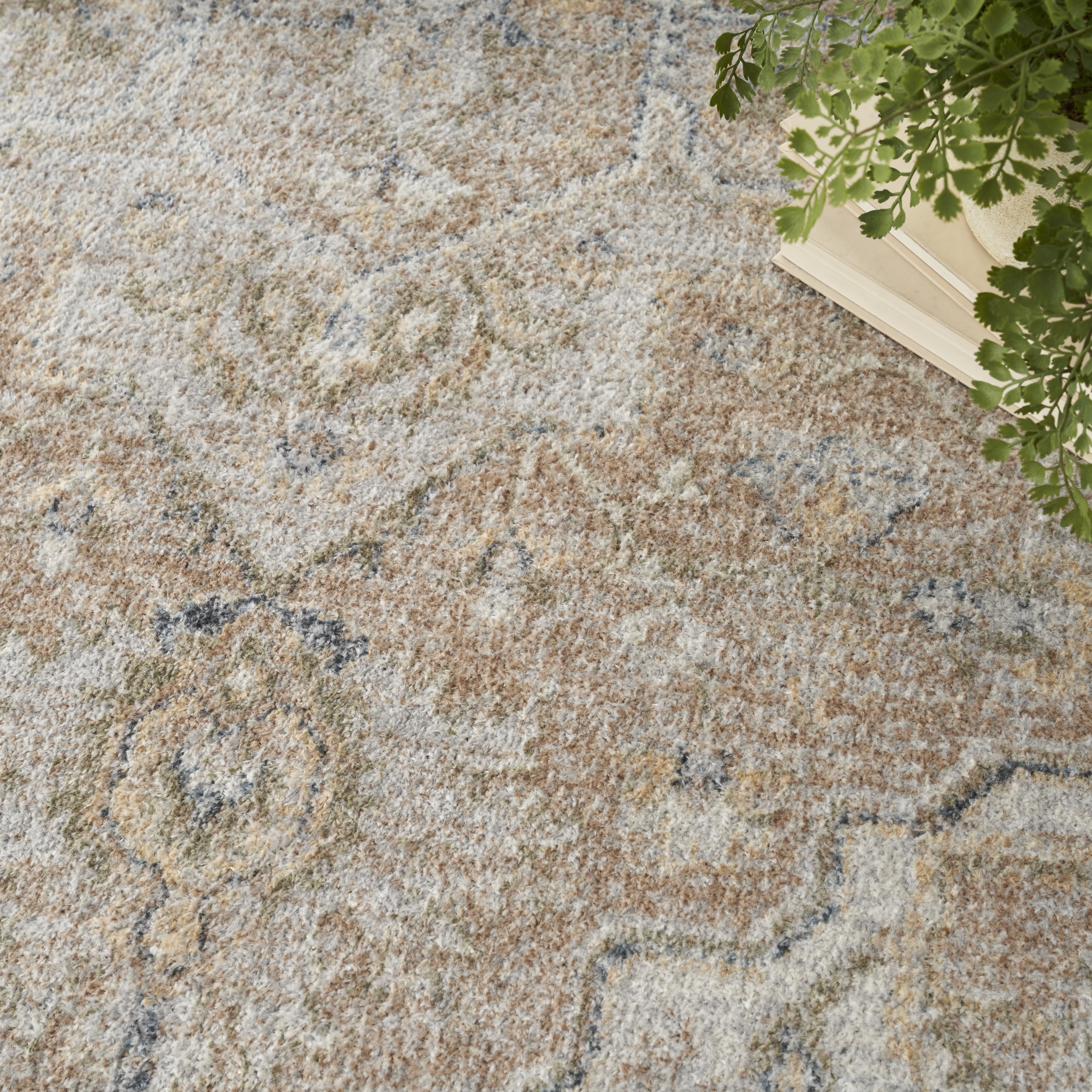 Nourison Astra Machine Washable Persian Beige 6'7" x 9' Area Rug (7x9)