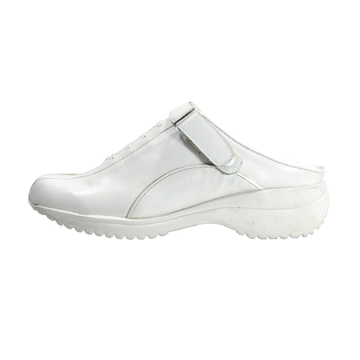 24 HOUR COMFORT Britney Women's Wide Width Leather Clogs WHITE 5.5