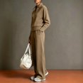 thumbnail image 6 of WULMLEO Two Piece Sets Women Knit Fall Quarter Zip Long Sleeve Pullover Wide Leg Palazzo Pants Suits 2026 Casual Comfortable Outfits Y2k Tracksuit with Pockets Khaki M, 6 of 6