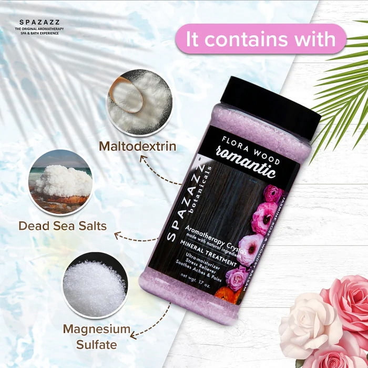 Spa-Zazz SPZ-240 17oz Botanical Flora Wood Romantic Crystals