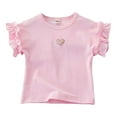 thumbnail image 1 of LUOGENLI T-Shirt pour Filles Hauts pour Filles pour le Quotidien T-Shirts et Chemises Stylés T-Shirts Décontractés à Col Rond pour Enfants Conception Confortable et Extensible pour le Printemps et l'Été Maxi Hauts Grande Taille5-6 Ans, 1 of 9