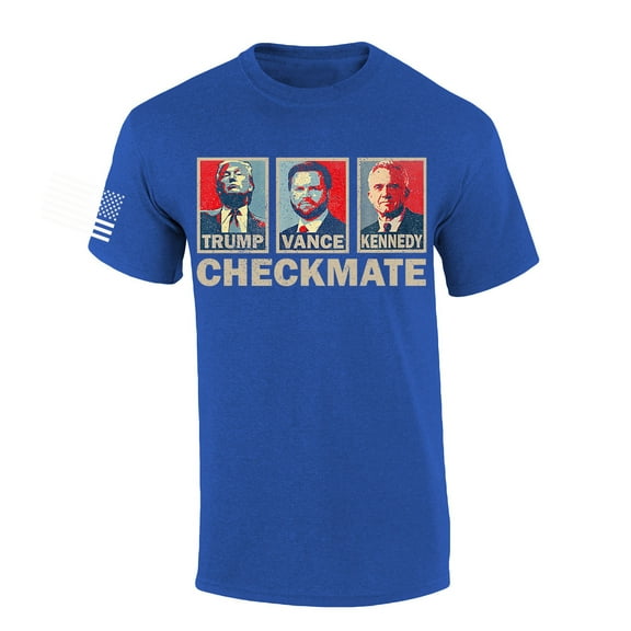 Trenz Shirt Company Trump Vance Kennedy RFK Jr. Checkmate 2024 Short Sleeve T-shirt-Heather Royal-xl