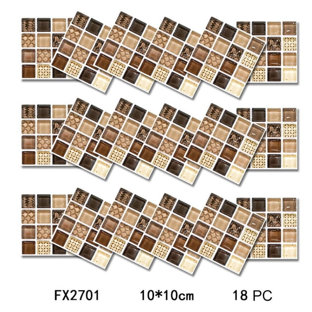 PEONAVET Wall Sticker 18PCS 3D Self-adhesive Wall Stickers Simulation European Geometric Tile Stickers