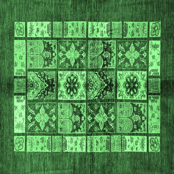 Ahgly Company Indoor Square Abstract Emerald Green Modern Area Rugs, 5' Square