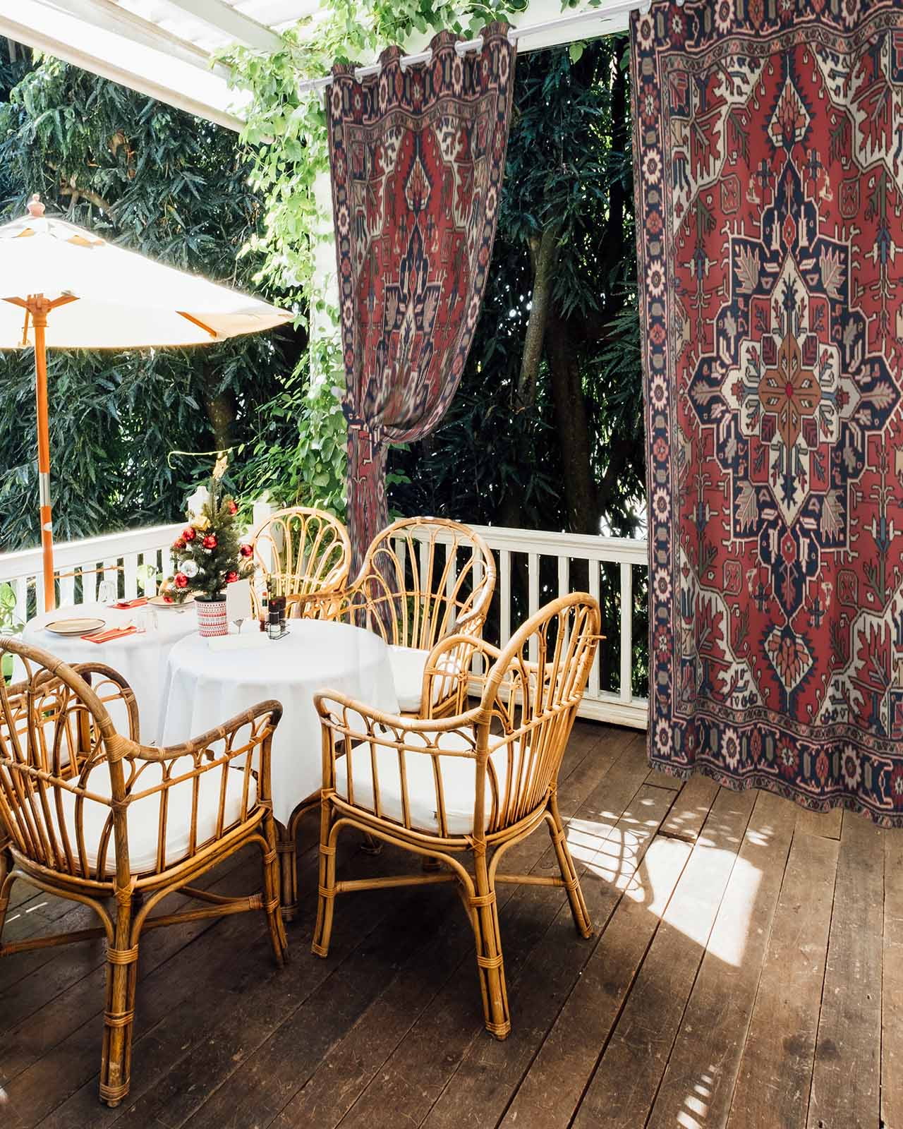 Red Boho Outdoor Curtains for Patio, Southwest Aztec Ethnic Abstract Patterned Privacy Drapes Grommet Waterproof Outside Curtains for Porch/Cabana/Balcony 54"x 84", 2 Panel