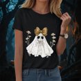 thumbnail image 2 of TOWED22 Halloween Shirts for Women Cute Ghost Graphic Tees Fall Crewneck Short Sleeve Costumes Autumn Party Graphic T-Shirt(Black,L), 2 of 8