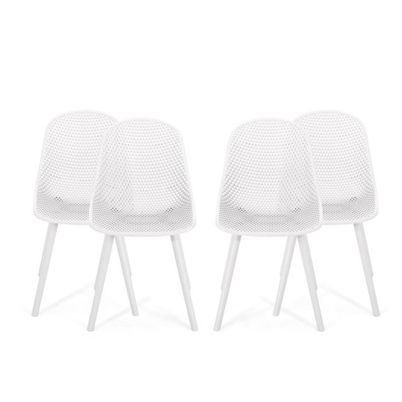 GDF Studio Yazmeen Outdoor Modern Dining Chairs, Set of 4, White