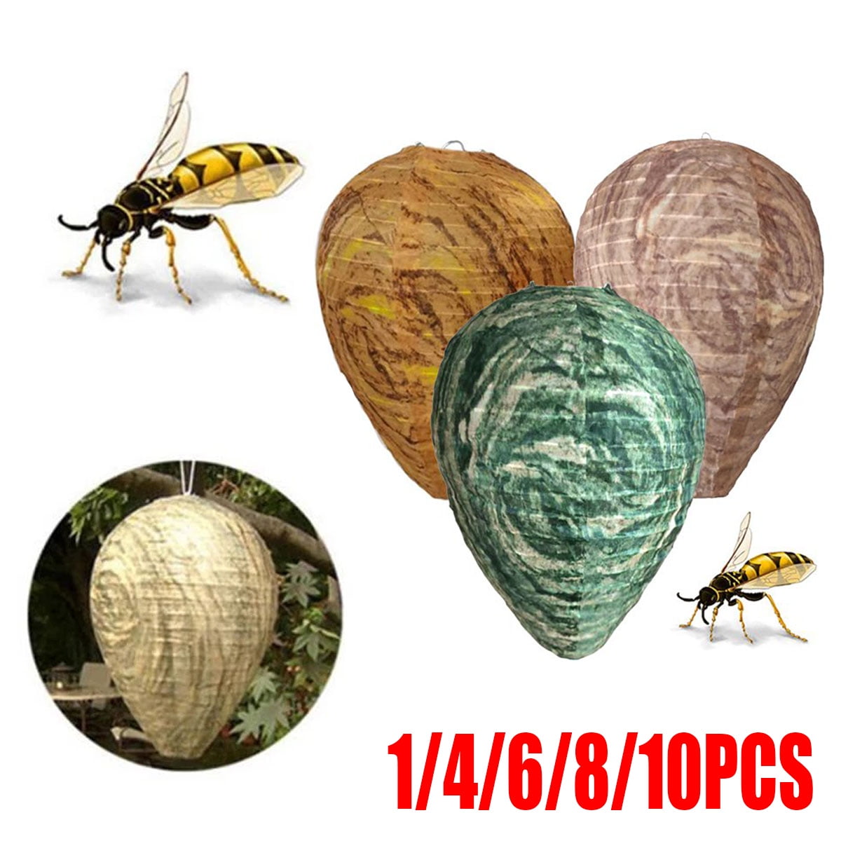 6PCS Wasp Hanging Wasp Nest, Wasp Nest Repellent, NonToxic Fake Nest