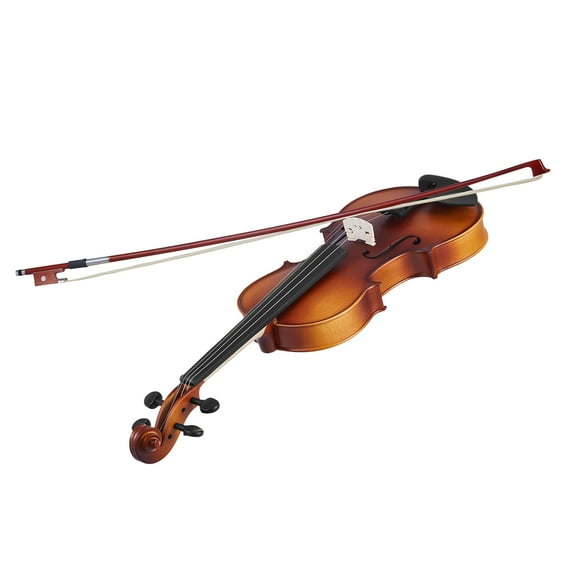 KFFKFF 4/4 Full-Size Violin for Adults, Complete Beginner Set with Case, Bow, Rosin, Shoulder Rest, Bridge, Extra Strings, Solid Wood Instrument (Matte Brown)