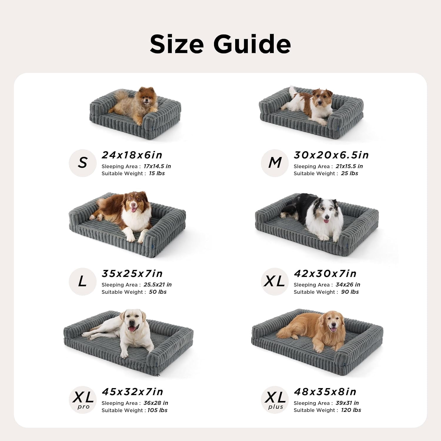 ComfyFleece™ Orthopedic Dog Beds for Extra Large Dogs, Waterproof Memory Foam XL Pet Bed with Sides, Non-Slip and Egg-Crate Foam Big Dog Couch Sofa with Washable Corduroy Cover, Cream