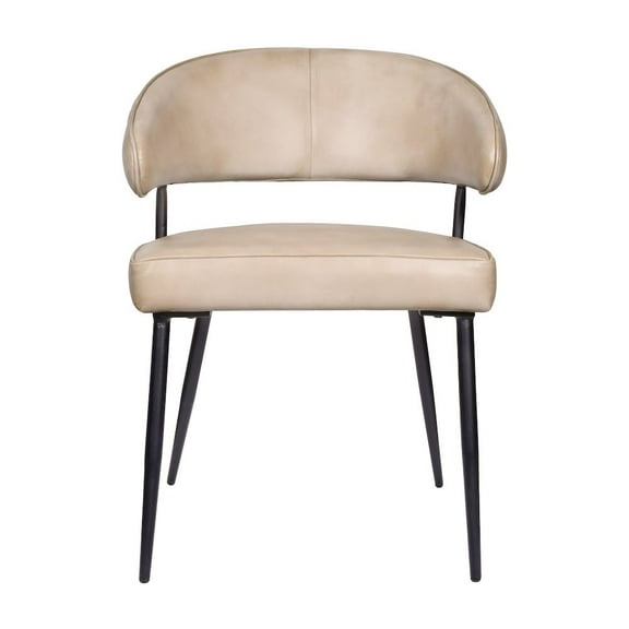 Barrett Side Chair 2-Piece Set in Mid-Century Stone Finish on Genuine Leather