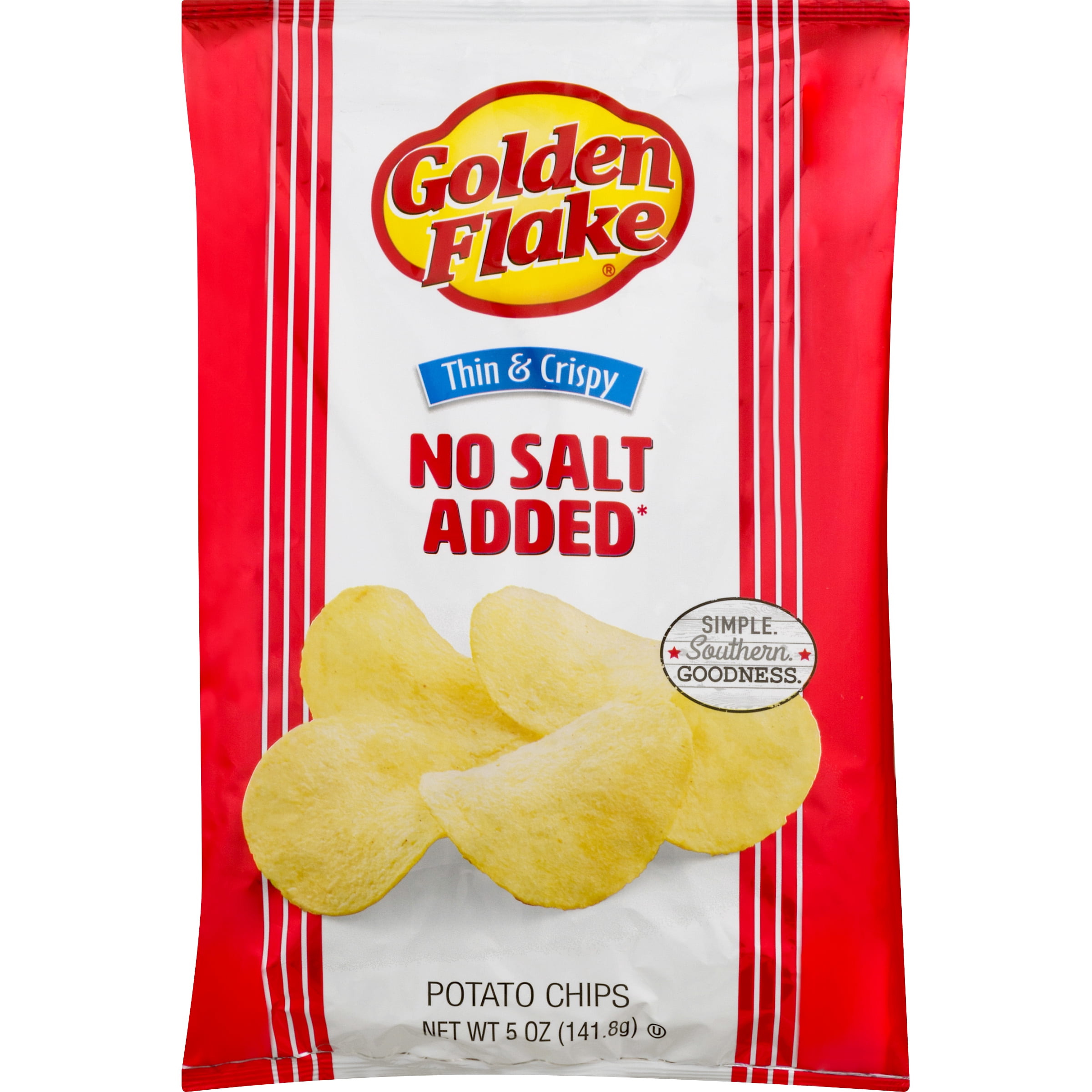 Golden Flake Thin & Crispy No Salt Added Potato Chips, 5 Oz.