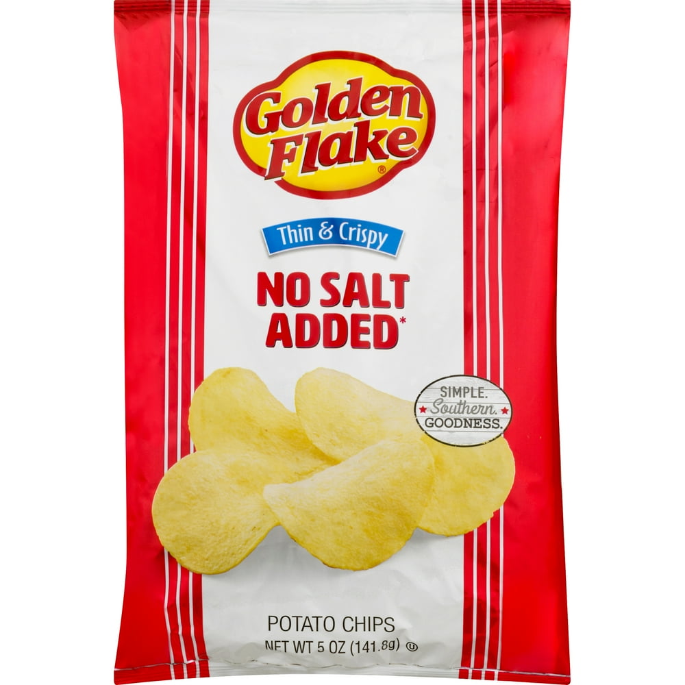 Golden Flake Thin & Crispy No Salt Added Potato Chips, 5 Oz. Walmart