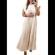 thumbnail image 2 of Vestidos Largos Plisados de Iglesia para Mujer, Informales, de Verano, de Corta, con Cuello Redondo, Sueltos y Vaporosos. Beige S, 2 of 7