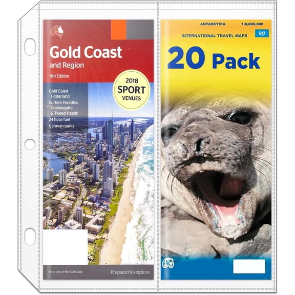 2-Pocket Folded Map Sleeves, Brochure Holder, 4.5" x 11" Pocket | PP Sleeves for 3 Ring Binder, Top Loading, Map Protector, 20 Pack