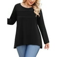 thumbnail image 2 of WellSize Plus Size Women Tunic Tops Casual Crew Neck Long Sleeve Blouses Dressy Pleated Fall Shirts, 2 of 9