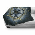 thumbnail image 3 of Compass Soft Flannel Fleece Blanket, Navigation Theme Compass with Windrose and Helm on a Wavy Backdrop Maritime, Cozy Plush for Indoor and Outdoor Use, 60" x 80", Yellow Navy Blue, by Ambesonne, 3 of 6