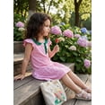 thumbnail image 4 of BemeyourBBs Toddler Baby Girl Golf Dress Outfits Summer Striped Dress Golf Embroidered Ruffled Trim Crew Neck Flying Sleeve A Line Dress, 4 of 9