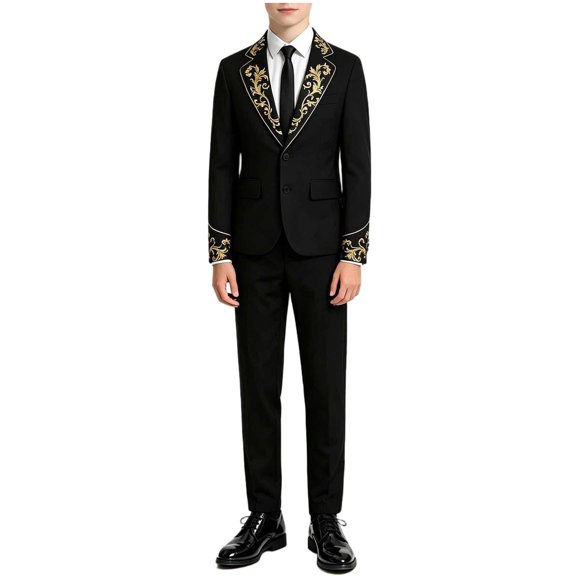 ATOGUTA Formal Suit For Boys Kids Tuxedo for Wedding Outfit Lightweight Blazer and Pants Set Size 8-14, Black