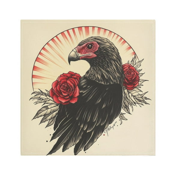 Qxltty Illustration Of A Vulture with Red Roses on Its Back Napkins 20×20in Perfect for Parties Dinners Weddings Cocktail Housewarming Cloth Napkins Set of 6