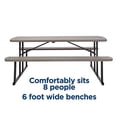 thumbnail image 4 of Cosco Outdoor Living 87902GRY1E 6 ft. Folding, Taupe Wood Grain with Brown Legs Picnic Table, 4 of 5